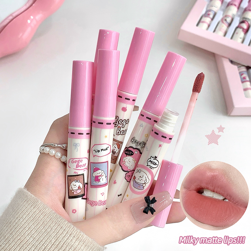 Matte Velvet Lip Tint Long Lasting - Набор из 6 бархатных помад-муссов Gege